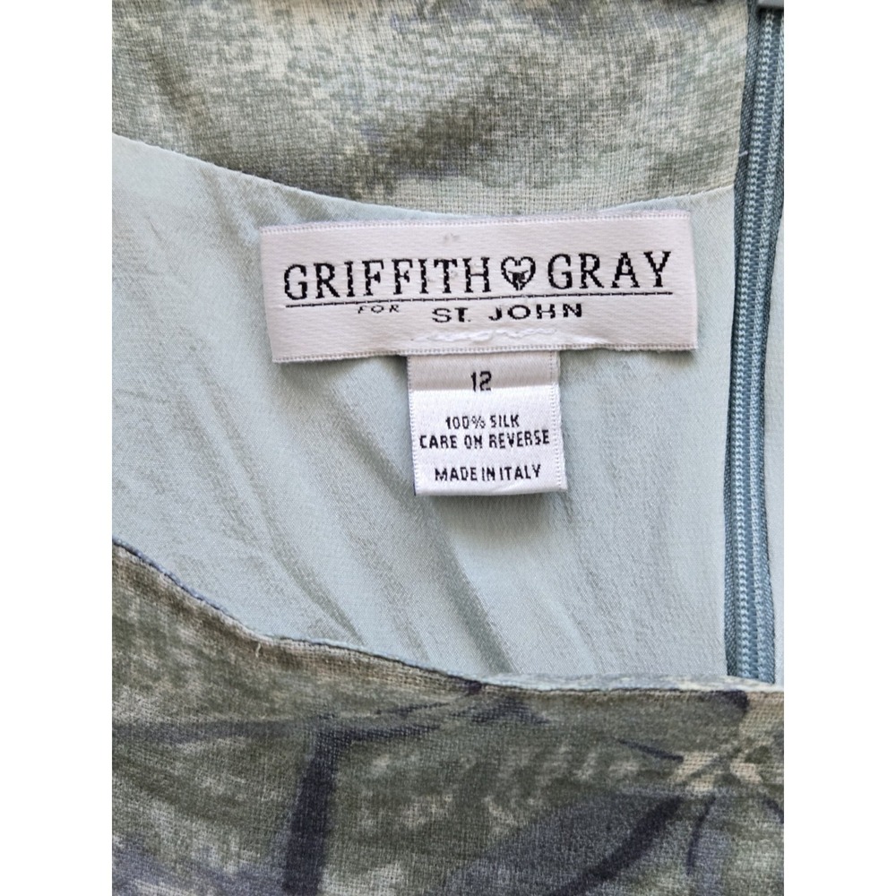 GRIFFITH GRAY FOR ST. JOHN 100% SILK Shift DRESS Womens 12 MADE IN ITALY - Picture 2 of 11